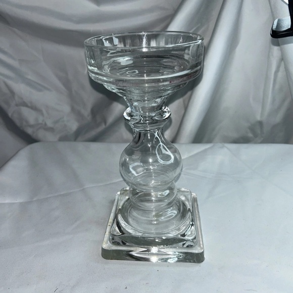None Other - Elegant Clear Glass Candle Holder